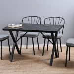 EFE SİYAH MERMER MASA + 4 SANDALYE