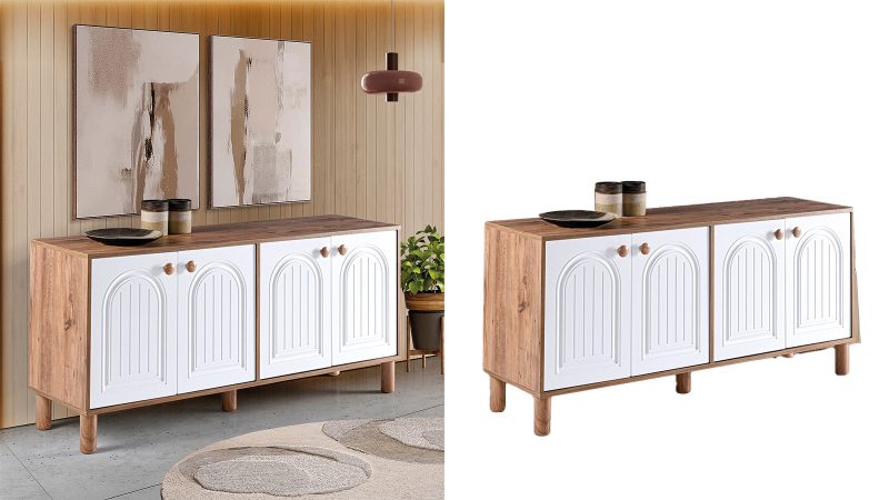 TUNA ATLANTİK ÇAM-BEYAZ İKİLİ DOLAP BOHEM - Görsel 1