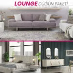 LOUNGE Düğün Paketi modern koltuk takımı, yatak odası ve yemek odası mobilyaları