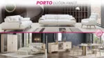 Porto Düğün Paketi salon, yatak odası ve yemek odası mobilyaları