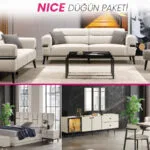 Nice Düğün Paketi oturma grubu, yatak odası ve yemek odası takımı
