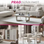PRAG Düğün Paketi oturma grubu, yatak odası ve yemek odası takımı