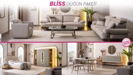 BLİSS DÜĞÜN PAKETİ salon, yatak odası ve yemek odası mobilyaları