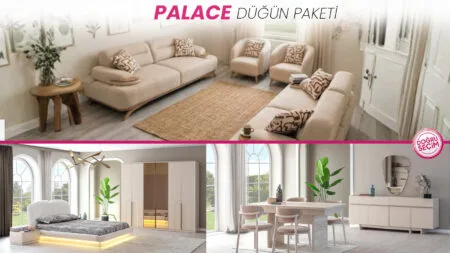 PALACE DÜĞÜN PAKETİ salon, yatak odası ve yemek odası mobilya seti