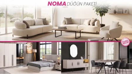 NOMA Düğün Paketi oturma grubu, yatak odası ve yemek odası seti
