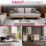 YAKUT DÜĞÜN PAKETİ oturma grubu, yatak odası ve yemek masası takımı