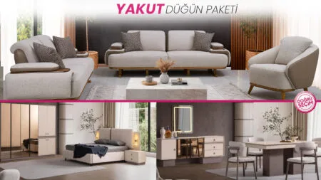 YAKUT DÜĞÜN PAKETİ oturma grubu, yatak odası ve yemek masası takımı