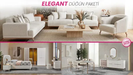 ELEGANT DÜĞÜN PAKETİ salon, yatak odası ve yemek odası takımı mobilyaları