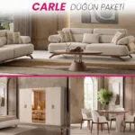 Carle Paket düğün paketi oturma odası, yatak odası ve yemek odası mobilyaları