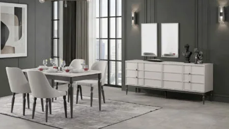 LUCAS Yemek Odası Takımı şık yemek masası ve sandalyeleri ile modern yemek odası dekorasyonu