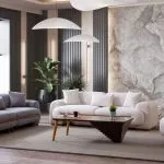 SAVA KOLTUK TAKIMI 3+3+1 modern oturma odası dekorasyonunda gri ve beyaz renkli koltuk takımı