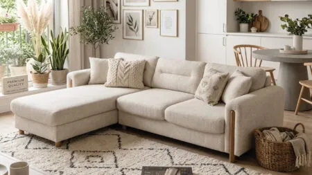 CHILL Köşe Koltuk Takımı krem renkli modern tasarım