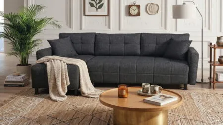 BOSS Köşe Koltuk 240x145 koyu gri renkli modern tasarım