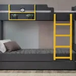 NEON RANZA genç odası ranza modeli gri ve sarı renkli