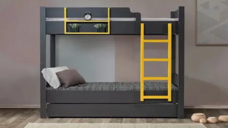 NEON RANZA genç odası ranza modeli gri ve sarı renkli