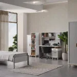 STUDİO Genç Odası Takımı modern tasarımlı yatak, komodin, çalışma masası ve gardırop